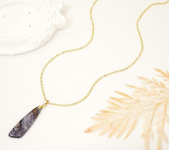 Nature Stone Necklaces for Women Boho Pendant Necklace 18K Gold Chain Necklaces