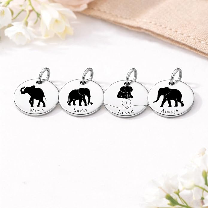 SM Design Mama Animal Charm Set – Set of 4 Stainless Steel Charms – Motherhood & Family Keepsake Jewelry Charmss