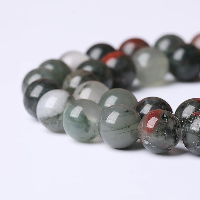180PCS 4mm Natural African Bloodstone Beads Round Loose Gemstone Energy Healing Power Stone Beads for Jewelry Making DIY Bracelet 32" 2 Strands