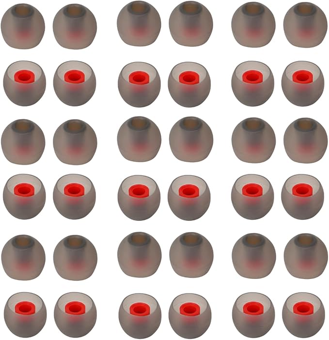 36 Pieces Large Earbud Tips Soft and Comfortable Ear Bud Replacement Pieces Silicone Fit Most in-Ear Headphones，Inner Hole 3.8mm -5.5mm，Black and Red Replacement Earbuds Silicone Tips