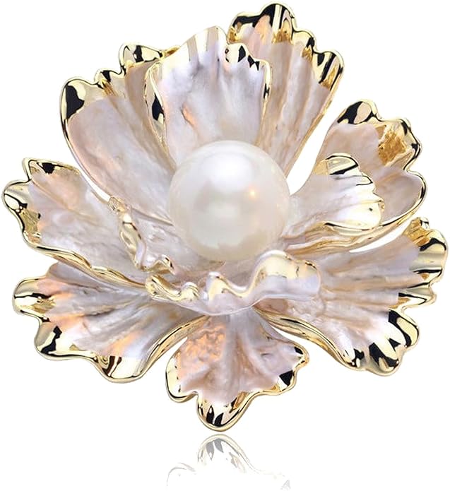 Crystal Pearl Flower Brooches Pins Fashion Beautiful Created Rhinestone Floral Brooch Good Idea for Party Dance Wedding Banquet for Elegant Women Girl
