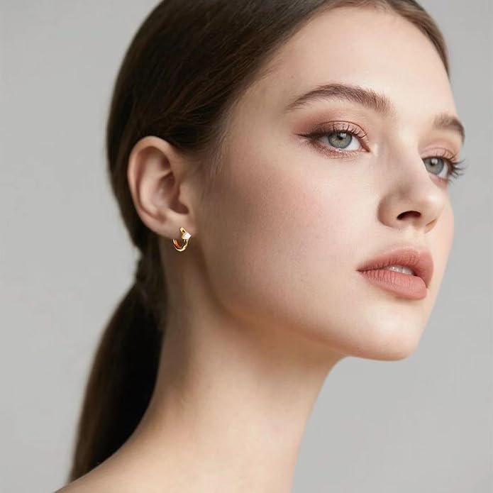 3 Pairs Gold Plated Hoop Earrings Set for Wonmen Trendy,With Butterfly & Bow Design,Jewelry Gift for Everyday, Party, Work