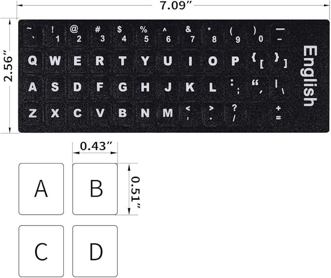 2PCS English Keyboard Letters Replacement Stickers, Large Print Bold White Font on Black Background US Keyboard Letter Stickers for Laptop Desktop Computer Keyboard Alphabet Stickers
