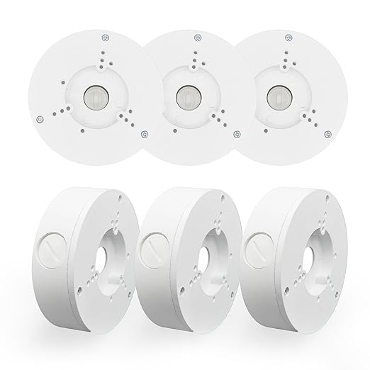 6 PackPFA130-E Security Camera Junction Box-Premium ABS Security Camera Mount Bracket-Waterproof Universal Camera Junction Box for Mounting Surveillance Cameras-Outdoor Security Camera Box