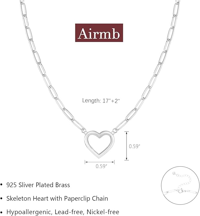Heart Necklace for Women Gold/Silver Plated Trendy Heart Choker Lover Pendant Hypoallergenic Fashion Gold/Silver Necklace for Women Love Jewelry Gift for Women Girlfriend