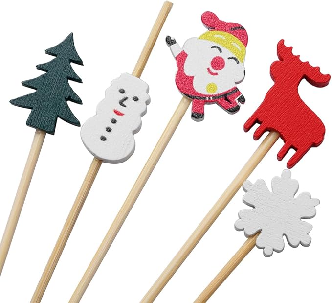 Christmas Cocktail Picks for Appetizers, Toothpicks for Appetizers, 100PCS Cocktail Toothpicks for Christmas Party Decoration, Appetizer Skewers for Charcuterie Cups Board