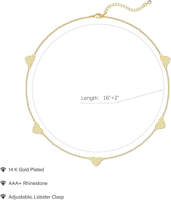 Heart Necklace for Women Gold/Silver Plated Trendy Heart Choker Lover Pendant Hypoallergenic Fashion Gold/Silver Necklace for Women Love Jewelry Gift for Women Girlfriend