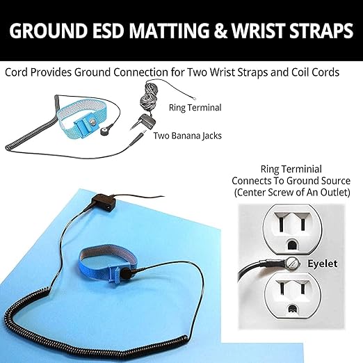 RubberStat Dual Layer ESD Compliant Workstation Rubber Table Mat Kit, Soldering, Cell Phone Repair - 30"x120" Blue