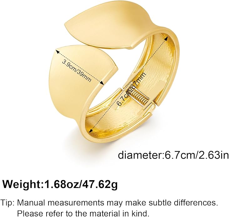 Statement Golden Matte Bracelet for women Minimalist Chunky Brushed Bangle Bracelet Vintage Thick Wide Cuff bracelet Gold Plated Open Cuff Geometric Bracelet