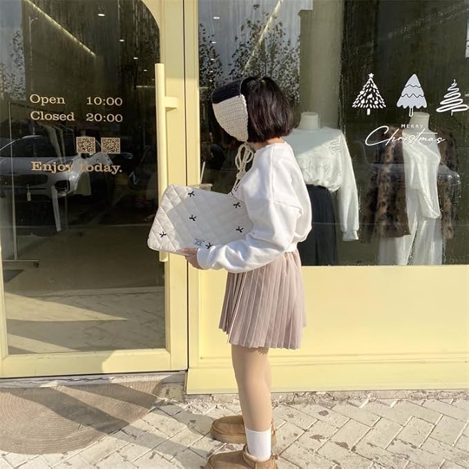 Cute Bow Graphic Carrying Laptop Bag Y2K Preppy Laptop Sleeve Case Bag Kawaii Pad Computer Protect Case Pouch (11 inch,White)