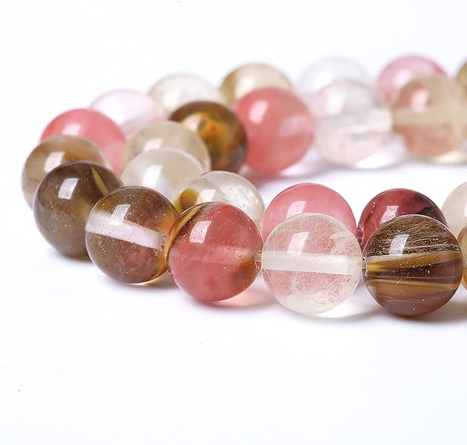 61PCS 6mm Natural Stone Beads Watermelon Tourmaline Gemstone Round Loose Spacer Beads for Jewelry Making DIY Bracelet Necklace 15 Inch,Energy Stone Healing Power