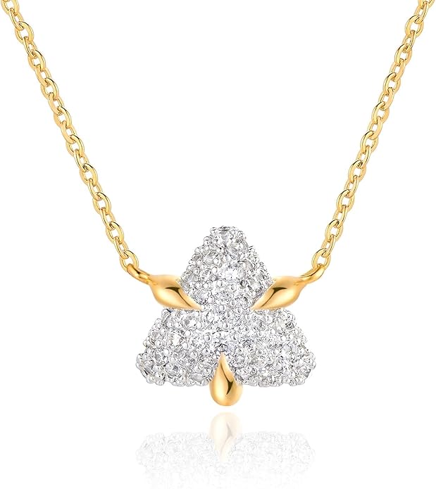 MEVECCO Dainty Gold Necklace For Women 18k Gold Plated Full CZ Pendant Necklace Handmade Necklace Jewelry Everyday Wear