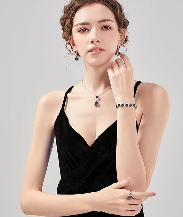 LMXXVJ Teardrop Jewelry Set for Women，Necklace Earrings Adjustable Ring Bracelet Set Fashion Formal Platinum/Gold/Rose Gold Jewelry Gift Girl/Mom/Wife/Grandmother/Best Friend/Aunt