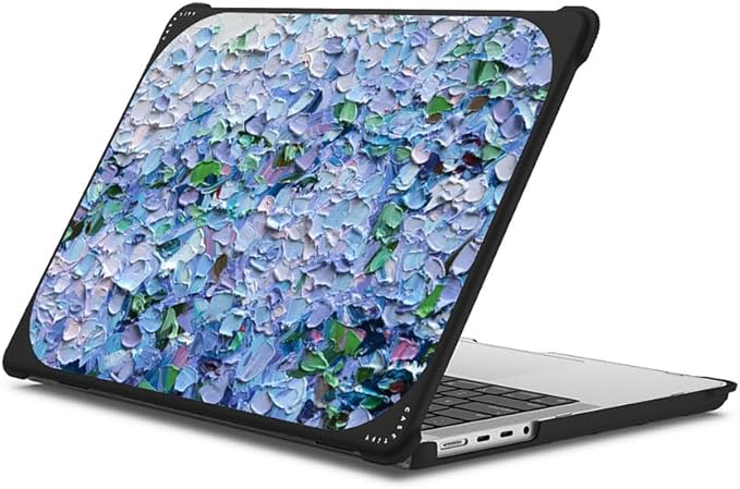 CASETiFY Bounce MacBook Pro 16-inch (M3/M4) Case [Enhanced Protective Corner Design/Ventilation Cutouts/Anti-Slip Grip] - Nantucket Blue Hydrangeas by Ann Marie Coolick - Clear Black