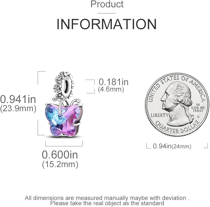MULA 925 Sterling Silver Charms for Bracelets and Necklaces Airplane Passport Dangle Pendants Beads Butterfly Dragonfly Charms Jewelry Charm for Women