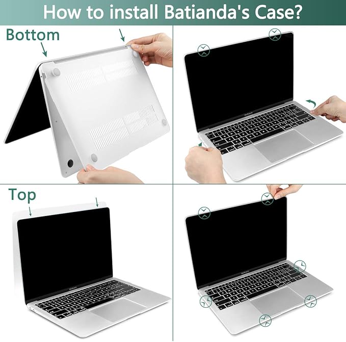 Batianda Case for MacBook Air 13 Inch M1 2020 2019 2018 Release Model A2337 A2179 A1932 with Retina & Touch ID, Floral Series Hard Shell Cover with Keyboard Cover & Screen Protector,Hibiscus Flower