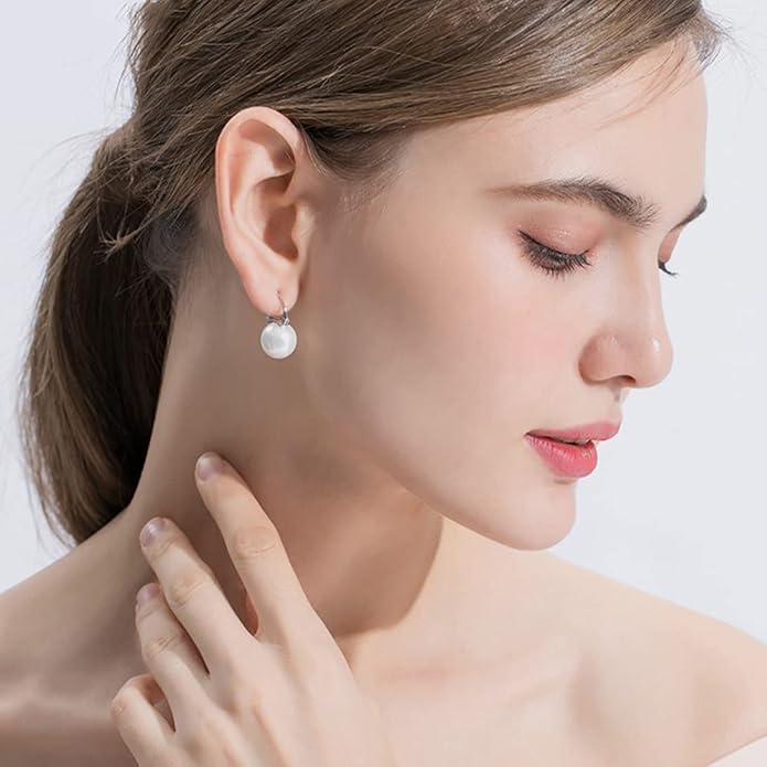 Pearl Earrings for Women 14K Gold Plated Hypoallergenic Pearl Earrings 5A Cubic Zirconia Dangle Earrings Elegant Jewelry