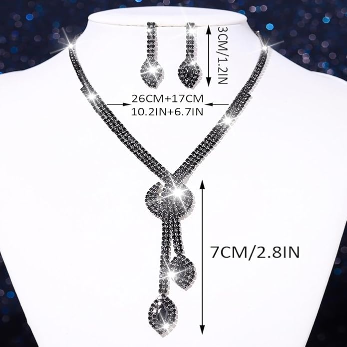 Unicra Silver Rhinestone Bridal Wedding Jewelry Set Crystal Necklace Earrings Sets Formal Prom Costume Jewelry Sets for Women and Brides