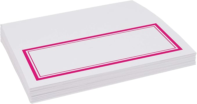 Double Line Border Place Cards, Fuschia (Choose Color), Set of 60, Pre-cut and Scored - Wedding, Party, Dinner, and Special Events - Made in the USA