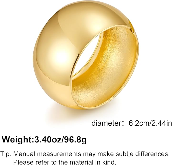 Statement Golden Matte Bracelet for women Minimalist Chunky Brushed Bangle Bracelet Vintage Thick Wide Cuff bracelet Gold Plated Open Cuff Geometric Bracelet