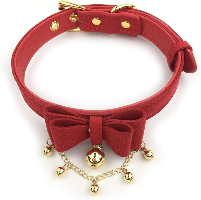 Bell Choker Collar Necklace Lolita Bow Collar Cat Kitty Velvet Necklace