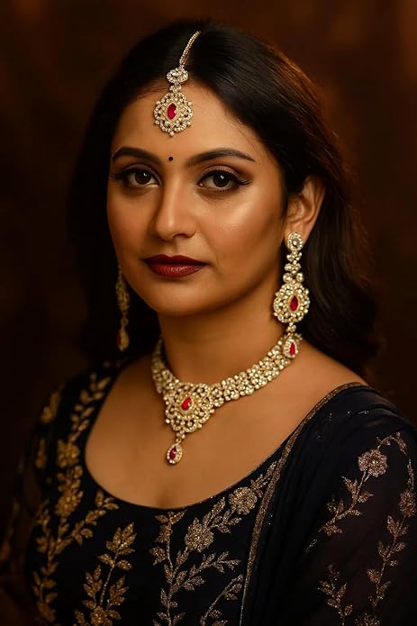 Touchstone Indian jewelry sets for women gold wedding tikka necklace set guest costume fancy bridal jewellery rhinestone crystal elegant formal prom evening wear dainty accessories