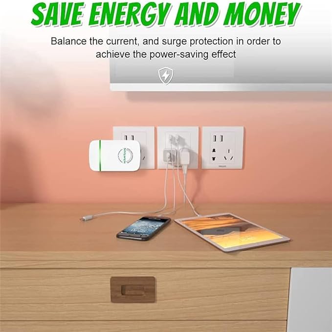 Elon-musk's Electricity Saving Box Stop Watt Stopwatt Energy Saving Device Save Energy Saving Device Energy Saving Power Strip for Home Office US Plug 90v-250v 30kw Rated Green (3PCS White)