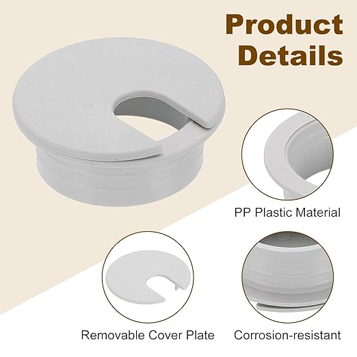 uxcell 6 Pcs 35mm (1.38 Inch) Desk Grommet, Plastic Cable Hole Cover, Wire Cord Cable Organizer for Home Office Computer Desk Cabinet, Gray