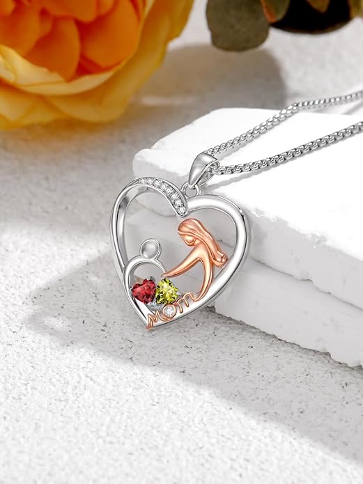 Valentines Day Gift for Mom Mother Daughter Necklace Birthstone Necklaces for Women Anniversary Jewelry Valentine Mothers Day Christmas Birthday Gifts for Mom Women Her Wife Girlfriend