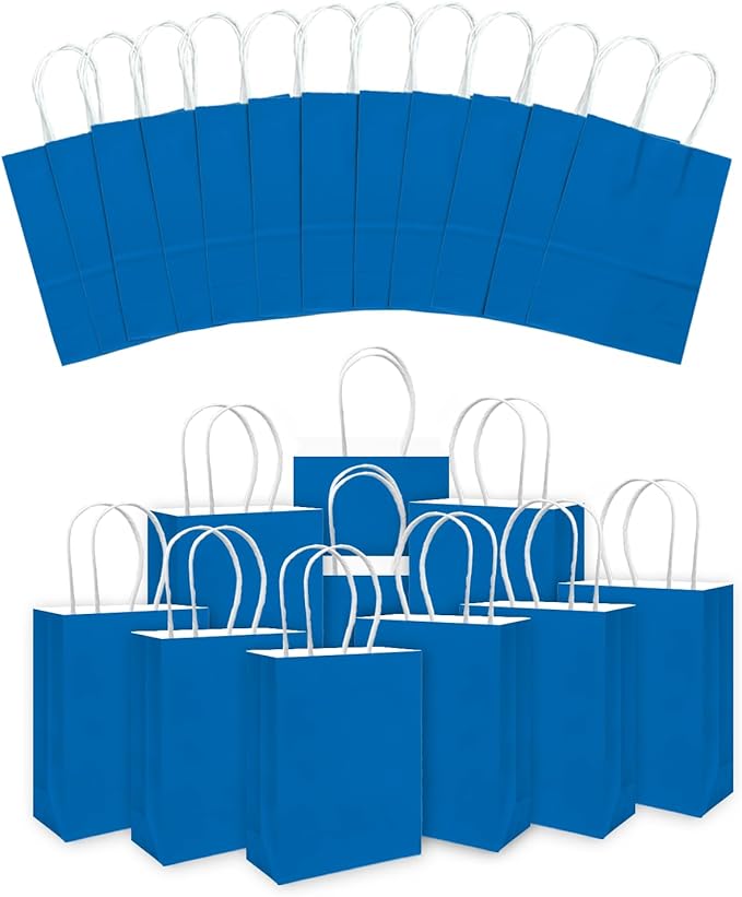 qiqee 30PCS Medium Gift Bag with Handles Bulk 11"x5"x8" Gift Bags Cyan Bags Multiple Uses (Medium Size)