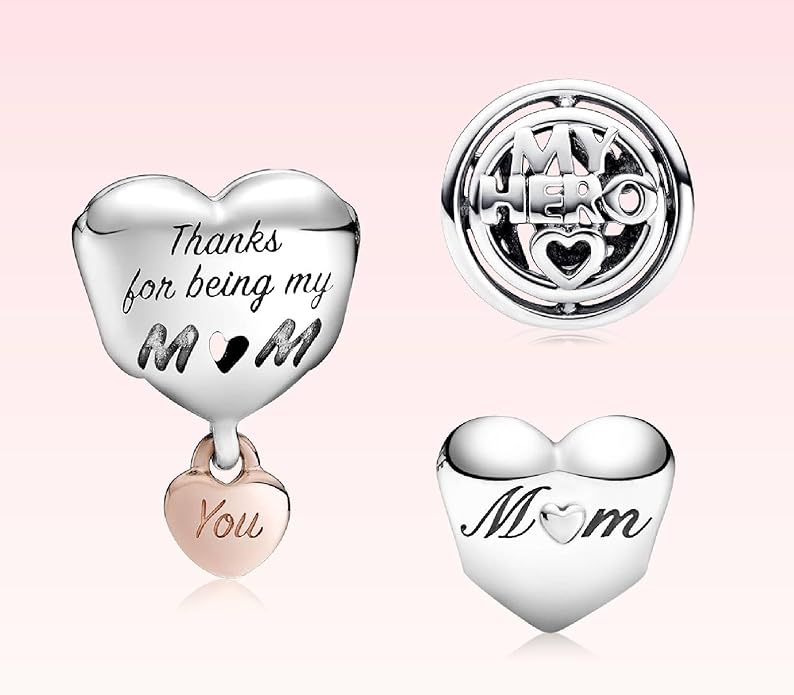 Family Mom Heart Charms 925 Sterling Silver Bead for Bracelets and Necklaces For Women Jewelry Present