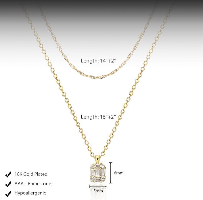 Diamond Pendant Necklace for Women, Dainty Gold Necklace 18k Gold Plated Paperclip Choker Necklaces Cute Open Oval Necklaces Simple Gold Necklace Jewelry Gifts for Women Trendy