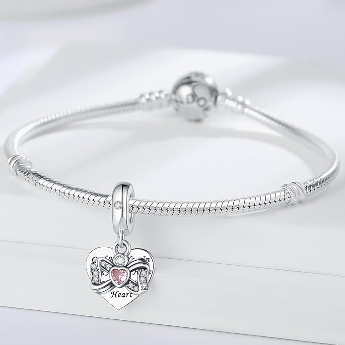 925 Sterling Silver Charms Fit Pandora Charms Bracelet God Has You In His Arms I Have You In My Heart Fit Wife Daughter Mother's Day Christmas Birthday Gift