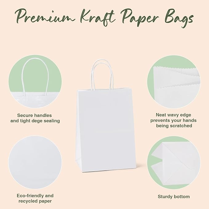 GSSUSA Brown Paper Bags 5.25x3.75x8 400Pcs, Gift Bags with Handles Bulk for Small Business