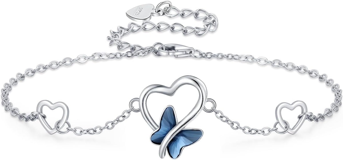 Dragonfly Bracelet 925 Sterling Silver Butterfly Bracelet Adjustable Celtic Moon Bracelet Irish Celtic Jewelry Gifts for Women