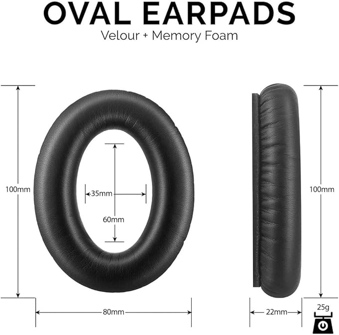QC35 Headphones Replacement Ear Pads - QC35,QC35ii Replacement Earpads Cushion - Compatible with Bose Quiet Comfort35,QC45,QC25,QC35ii,QC15,AE2,AE2i-Comfortable & Durable（Black）