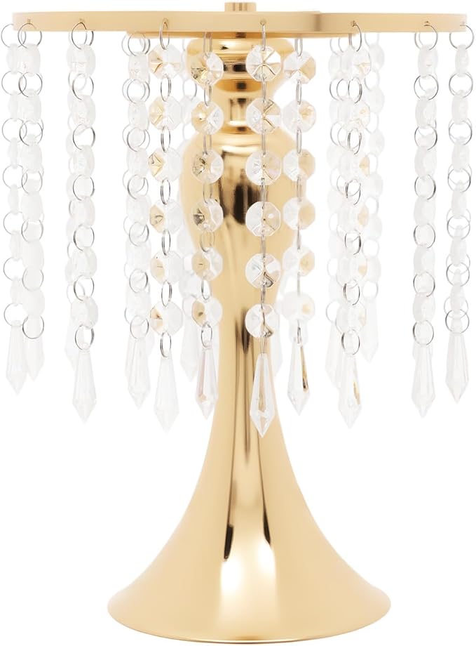 Wedding Centerpieces Gold Vases,10PCS Metal Flower Candle Holder with Sparkling Crystal Beads,Crystal Flower Vase Metal Flowers Stand for Party Tables Decorations (10PCS-Gold-13cm)