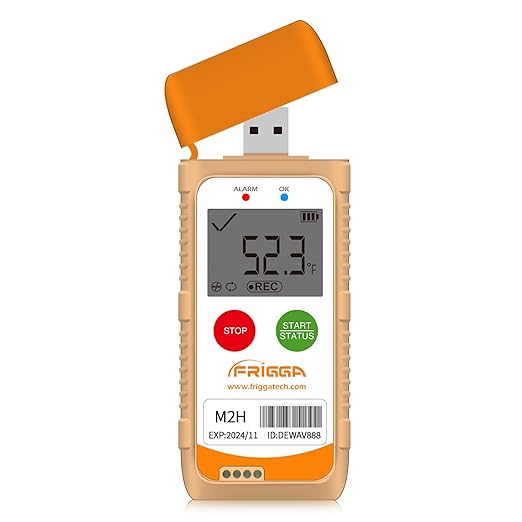 Frigga M2H Reusable Temperature Humidity Data Logger Multi-Use USB Digital Temperature Recorder 28800 Points High Accuracy Refrigerator Thermometer Logger PDF CSV Report