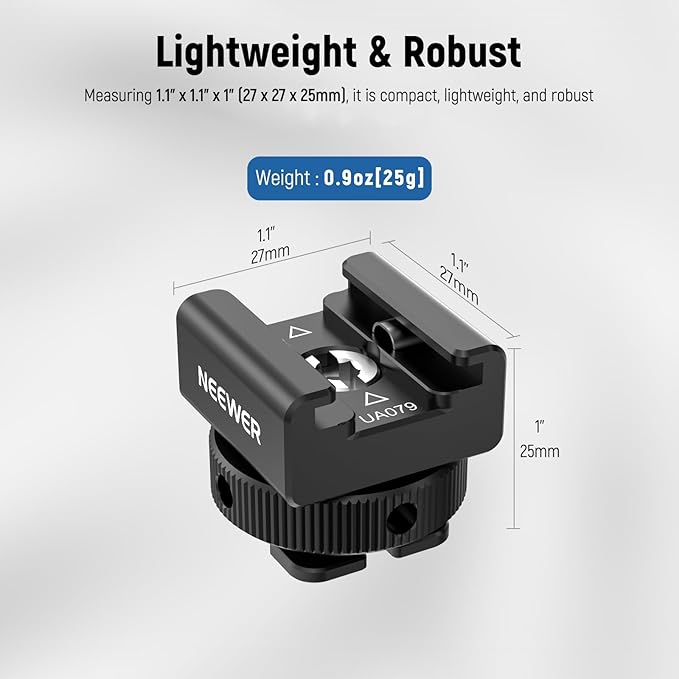 NEEWER Cold Shoe Mount Adapter Compatible with DJI Mic 2 Rode Wireless GO II Hollyland Saramonic NEEWER Wireless Mini Microphone, Anti Interference Offset Contact Design for Speedlite Flash, UA079