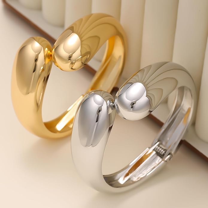 14K Gold Plated Chunky Cuff Bracelet for Women Non Tarnish Stainles Bracelet for women fashion jewelry