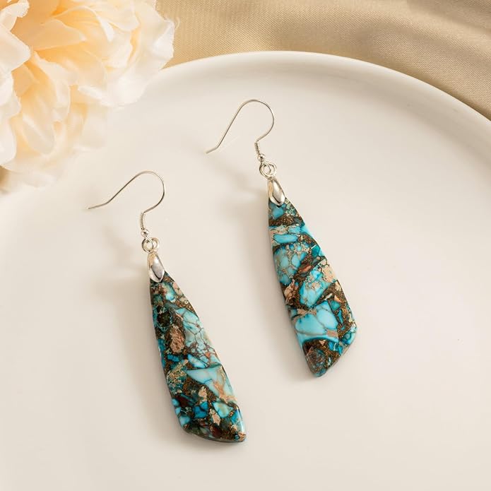SELOVO Jasper Stone Earrings for Women Trendy Dangle Earrings Fishhook Drop Earrings