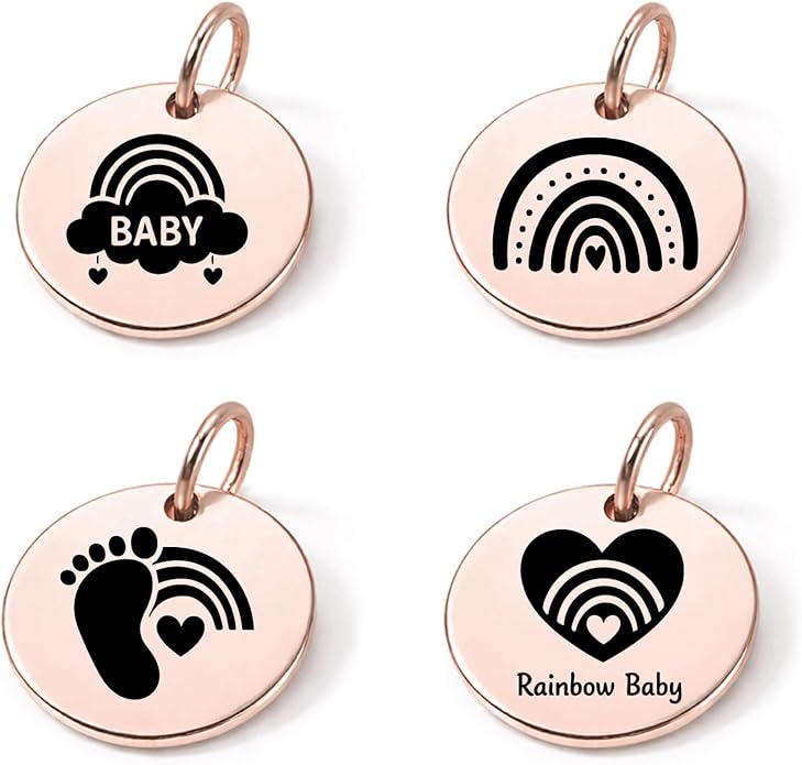 SM Design Pregnancy & New Baby Charm Set – Set of 4 Meaningful Stainless Steel Charms – Great for Crafting, Making Bracelets and Necklaces - Meaningful Keepsake Charms for Expecting & New Moms