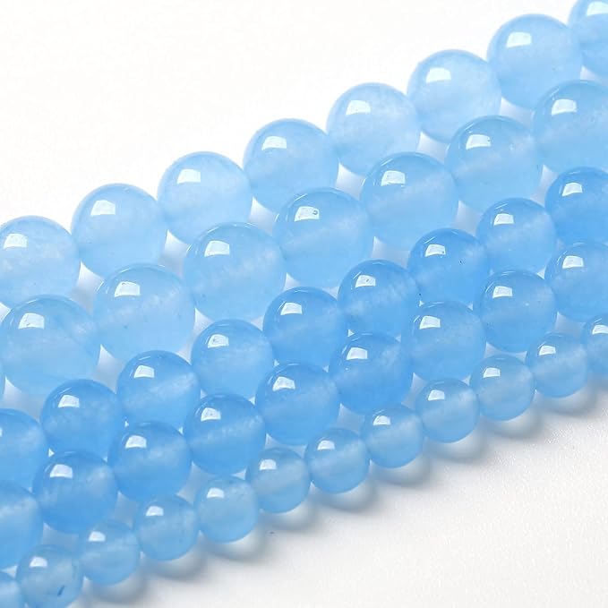 12mm Blue Natural Chalcedony Aquamarines Stone Beads for Jewelry Making Round Jades Beads DIY Bracelet Accessories 32pcs