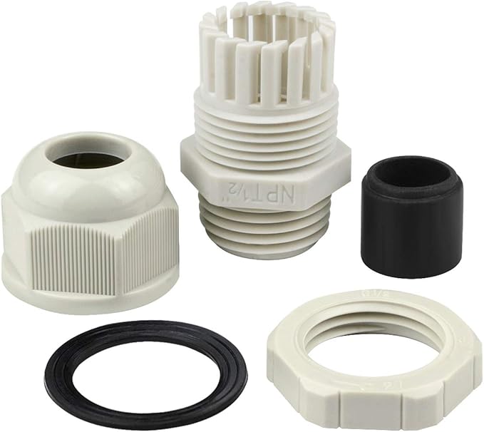 XHF 50 Pcs 1/2" IP68 Strain Relief Nylon Cord Grip Waterproof NPT Cable Glands Adjustable UL Listed and RoHS Compliant (Grey)