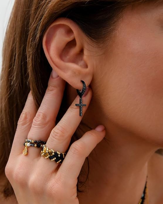 14K Gold Earring Cross Waterdrop Butterfly Heart Knot Earrings for Women Gold Silver Cross Leverback Drop Gold Silver Teardrop Hoop Dangle Earring White Gold Dangle Drop Earring