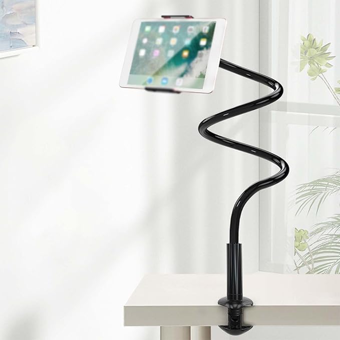 Phone Holder,gooseneck Phone Holder,360° Rotate Support Rod One-Hand Adjustable Cell Phone Holder,for Desk Headboard Nightstand. (Black)