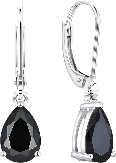 YL 925 Sterling Silver Teardrop Dangle Drop Earrings for Women 7x10 MM Solitaire Birthstone Leverback Jewelry