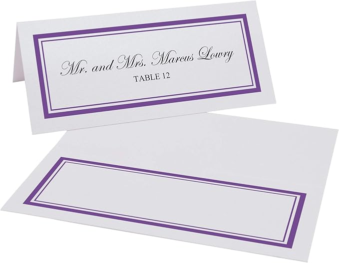 Double Line Border Place Cards, Purple (Choose Color), Set of 150, Pre-cut and Scored - Wedding, Party, Dinner, and Special Events - Made in the USA