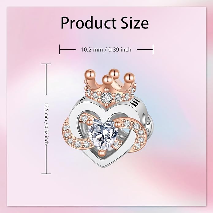 Birthday Fashion Love Heart Dangle Charm 925 Sterling Silver Charms fits Bracelets and Necklace Pendant Bead Charms Jewelry Present for Women Family Friends