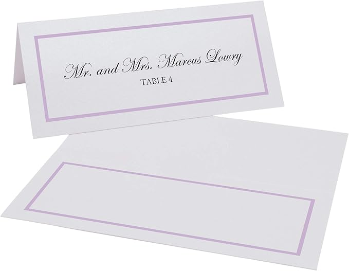 Single Line Border Place Cards, Lavender (Choose Color), Set of 25, Pre-cut and Scored - Wedding, Party, Dinner, and Special Events - Made in the USA